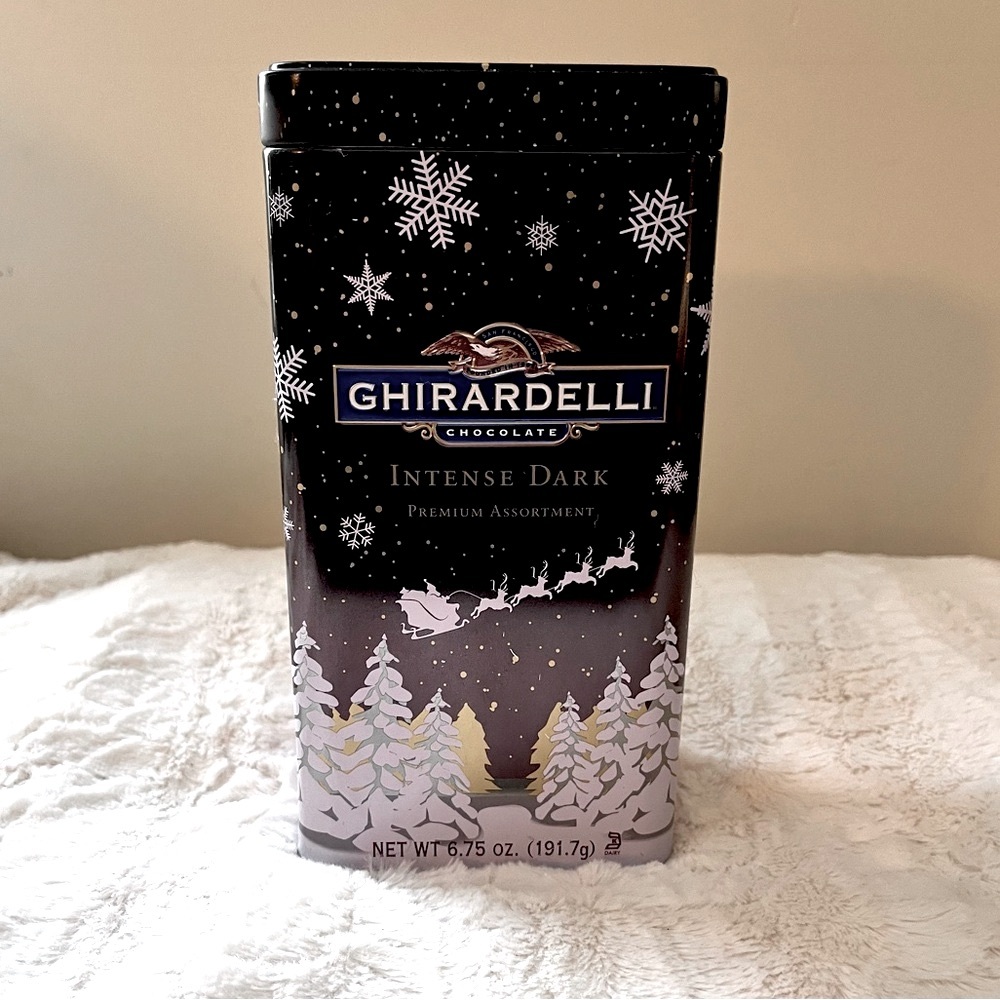 Ghirardelli Dark Chocolate Winter Holiday Collectible Tin Container Gift Box - Picture 12 of 14